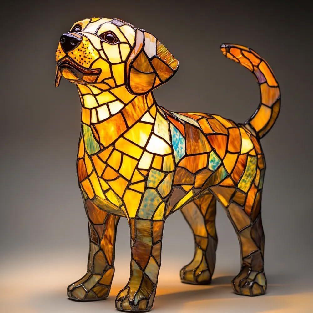 Gatto Cane Figurine in Resina Lampada LED con Interruttore di Alimentazione USB per Decorazione Soggiorno