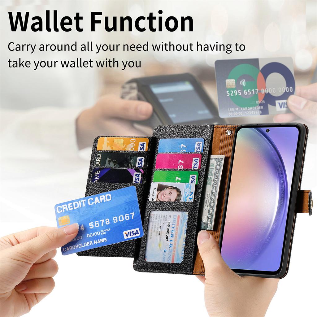 Für Samsung Galaxy A36 5G Hülle RFID-Blockierung Reißverschlusstasche Leder Geldbörse Handyhülle