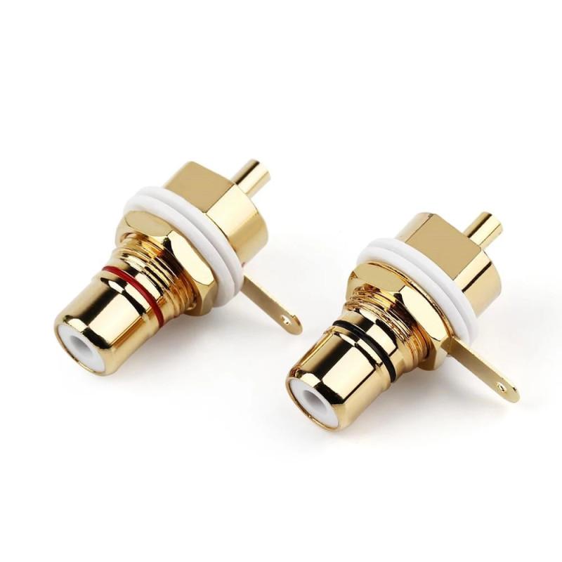 RCA Connector Female Jack Socket Chassis Gold Plated Audio Adapter For CMC Copper RCA Plugs DIY Speaker Terminal AmplifierGood product