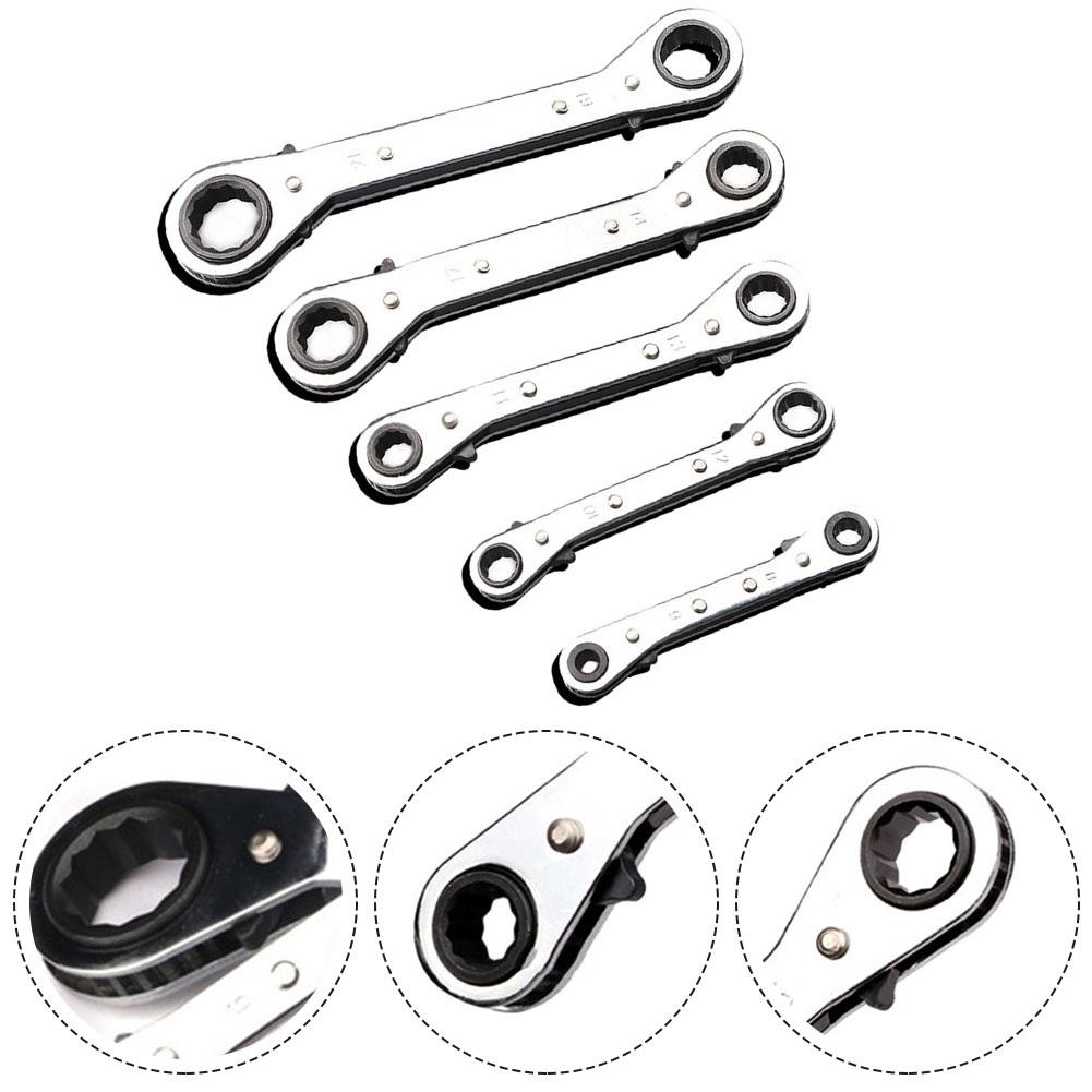 5pcs Double 12-point Ratchet Wrench Set Dismountable Repair Spanner Tool 6-21mm Chrome Vanadium Steel Repairing Hand Tool