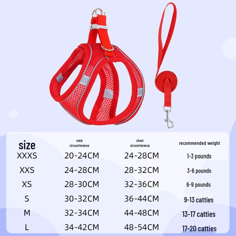 Reflective Vest-Style Pet Harness with Leash - Breathable for Cats & Dogs