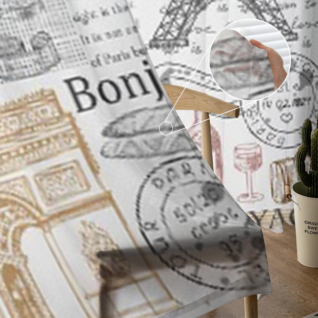 Paris Eiffel Tower Tulle Sheer Window Curtains For Living Room The Bedroom Modern Chiffon Voile Organza Curtains Decor Drapes