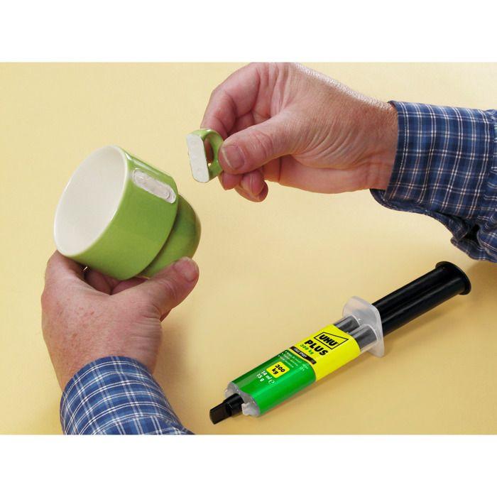 Colle epoxy - uhu - tube 15 g - supporte 300 kg - 2 seringues + mixer - fixation 12 h