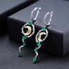 Original Designer Green Agate Earrings, Natural Style S925 Sterling Silver Natural Colored Treasure Earrings