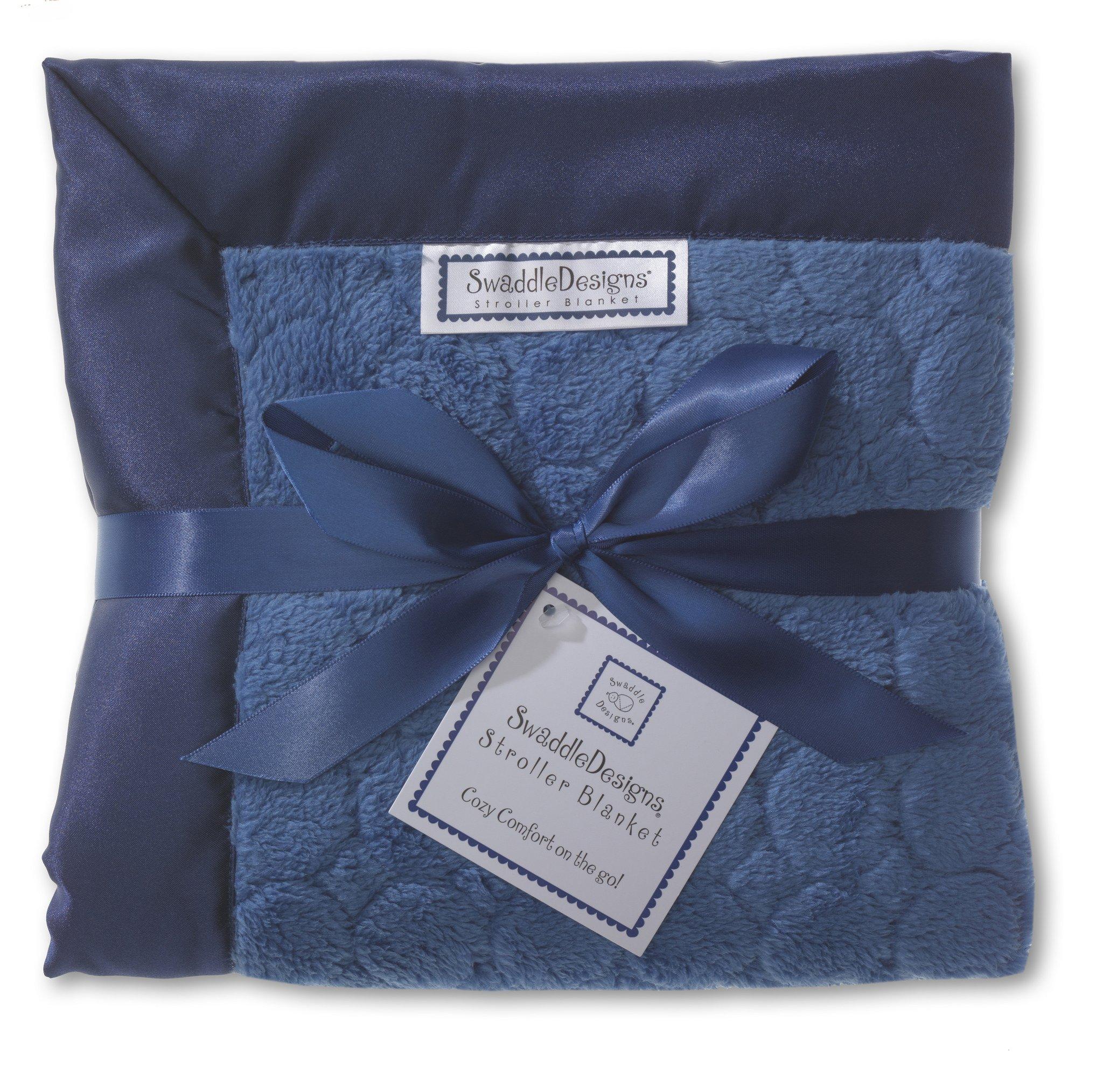 

Swaddle Designs Stroller Jewel Puff Circle with Satin True Baby Japanese Blanket, Trim, Blue, Fluffy, Gift, SD-168TB [Official Product]