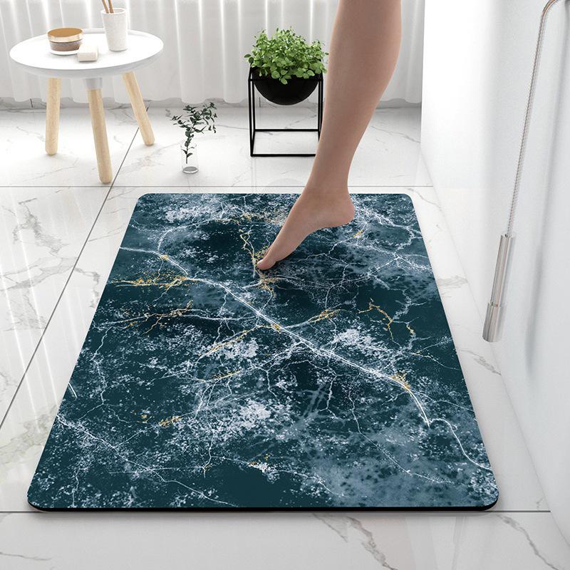 Luxurious Marble Pattern Diatom Mud Bath Mat - Absorbent, Non-Slip, Washable
