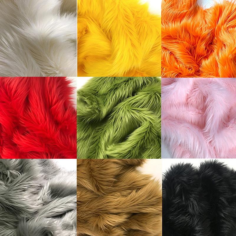 Soft Long Fur Fabric Colorful Square Plush Artificial Patchwork DIY Handmade Christmas Dool Beard Hair Cushion Sew Material Acc