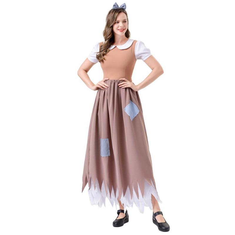 

Хэллоуин Платье горничной Белоснежка Рваное Лоскутное Костюм Гражданский Бедный Сценическое Платье XXL