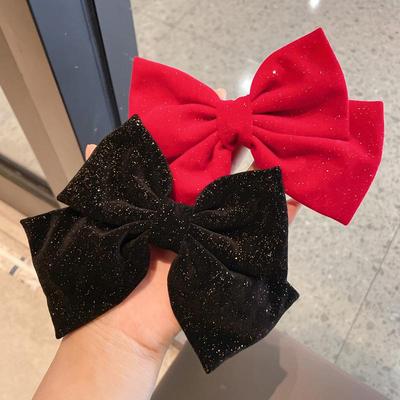 Französisch inspirierte koreanische Haarnadel mit Glitzerschleife aus Samt