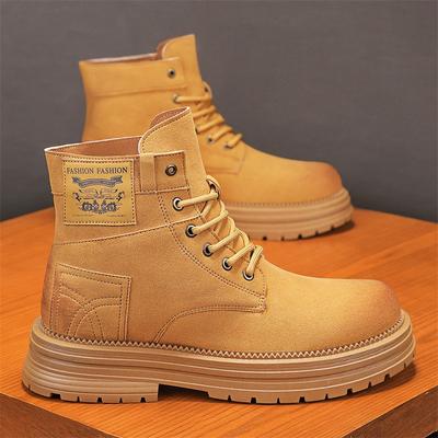 Stivali Martin invernali traspiranti da uomo stivali gialli grandi alla moda stivali desert retrò da uomo stivali da lavoro in stile britannico scarpe da uomo alte gialle