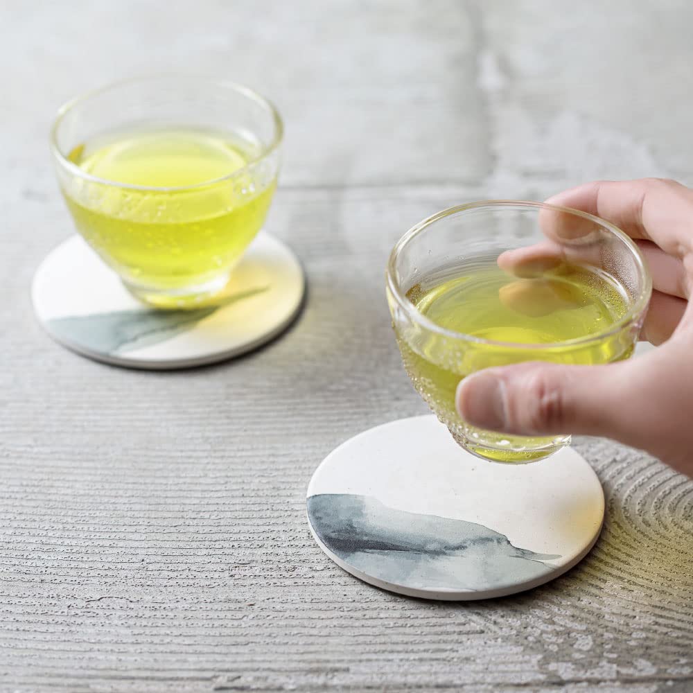 Ceramic Diatomaceous Earth Coaster WAGARA NIJIMI Ink Painting Blurred Black 1 piece Diameter x Thickness Water Absorbent Coaster Made in Japan Mino