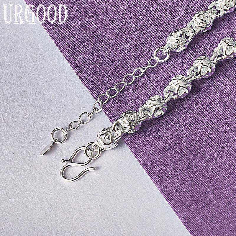 925 Sterling Silver Charm Pattern Bracelet Gift Fashion Jewelry