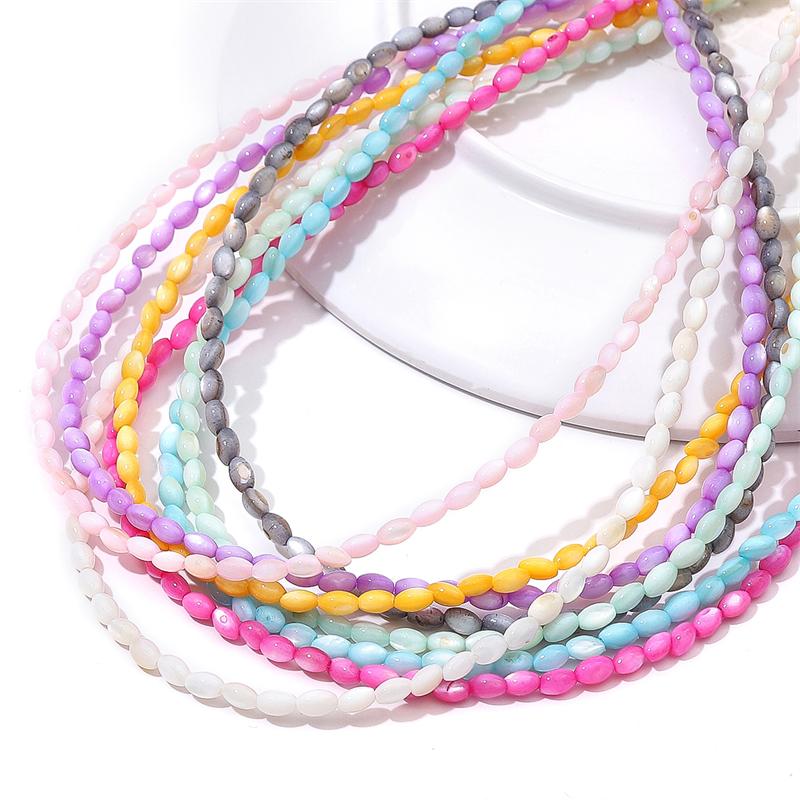80Pcs Natural Shell Colored Rice Beads For DIY Necklace Bracelet Earrings Jewelry Making