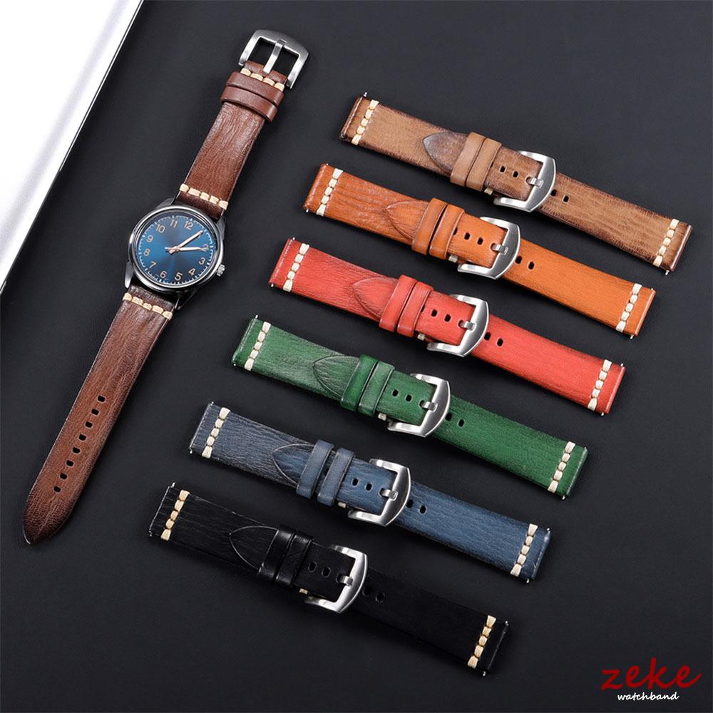 18mm 20mm 22mm 24mm Handmade Stitching Calfskin Watch Strap Men Vintage Italian Cowhide Watch Band for Tudor for Seiko Bracelets
