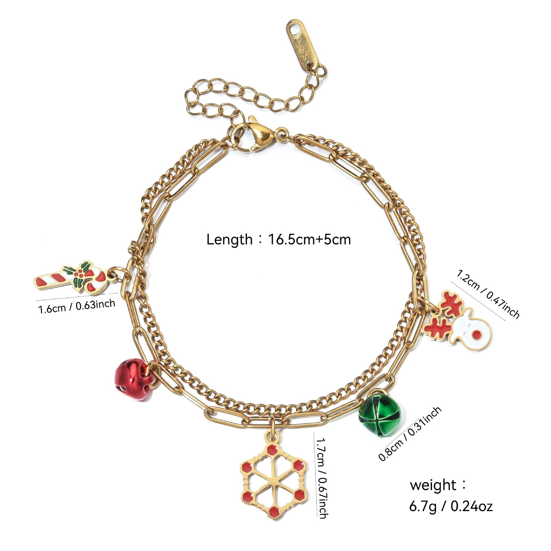 Трансграничный рождественский браслет: Кулон Санта, Снежинка, Снеговик и Елка, Двухслойная нержавеющая сталь