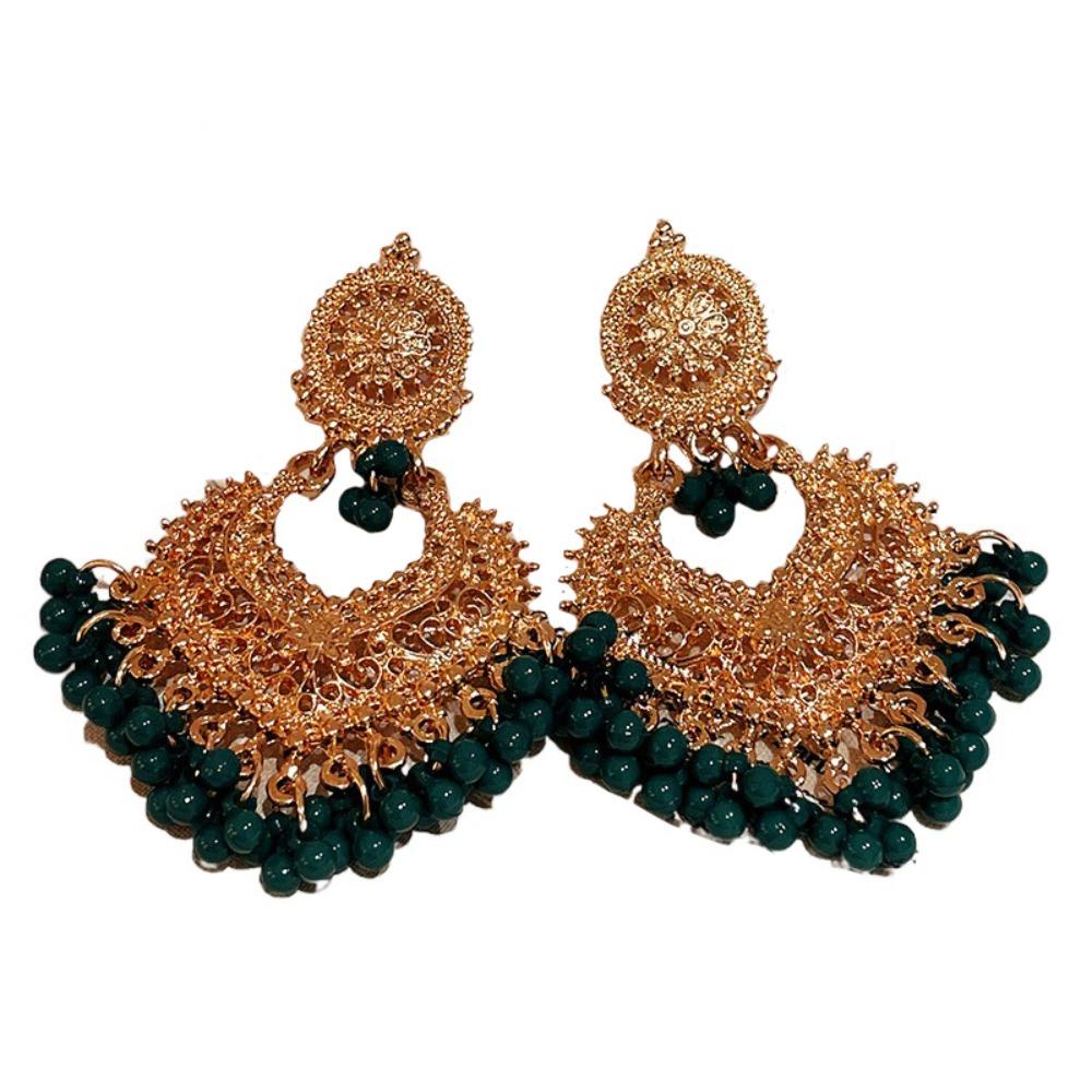 Rhinestone Tassel Water Droplet Earrings Beaded Tassel Exaggerated Tassel Earrings  Women