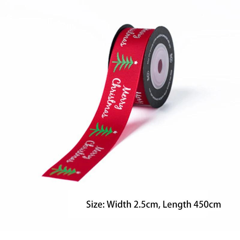 5yards 25mm Christmas Ribbon Printing Ployester Ribbon For Handmade Bow Christmas Decorations DIY Gift Wrapping