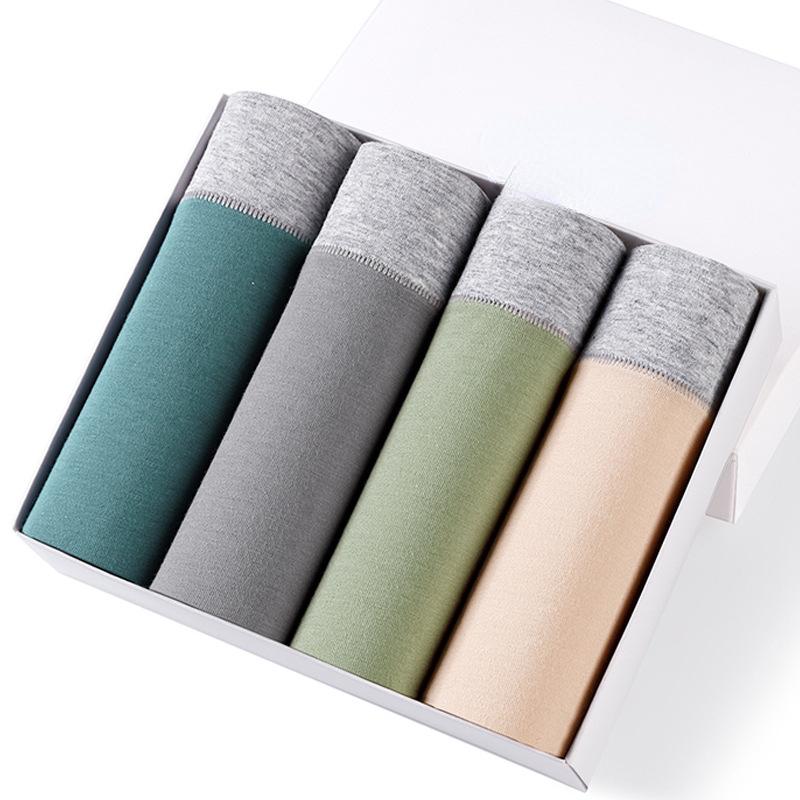 Boxed 4 Pairs of Antibacterial Women's Underwear Medium Waisted Women's Cotton Underwear Fashionable and Breathable Briefs