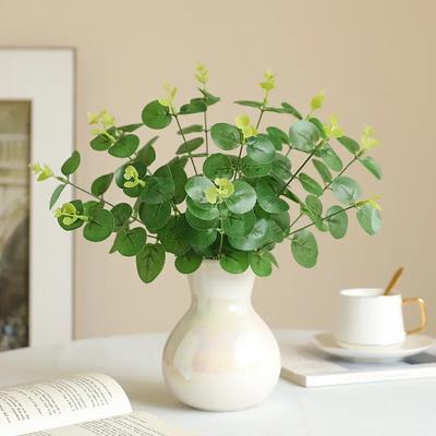 33cm 7 Gabeln Künstlicher Eukalyptusstrauß für Hochzeit Innendekoration Blumengesteck Fotografie Requisite Kunstpflanzen