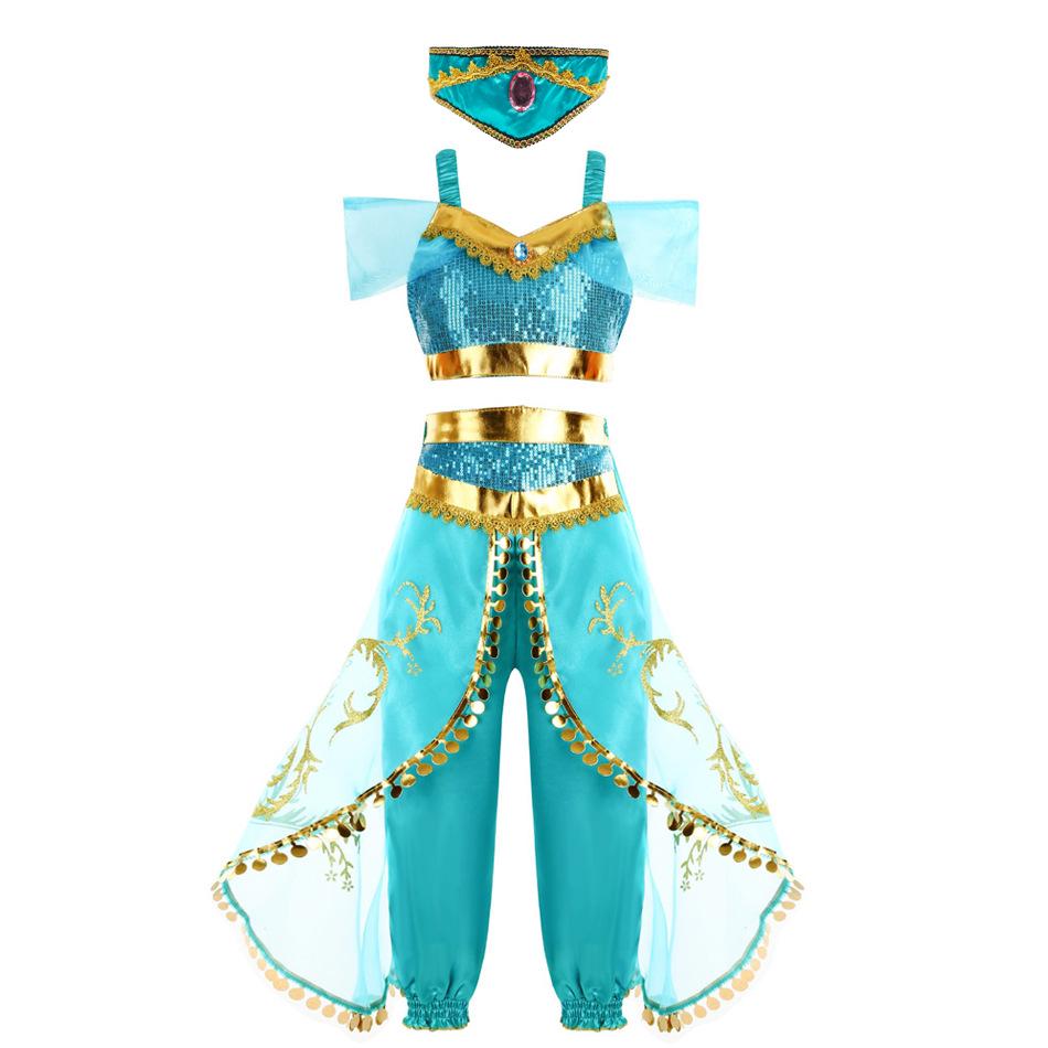Princess Jasmine Two-Piece Costume Set with Magic Lamp for Girls