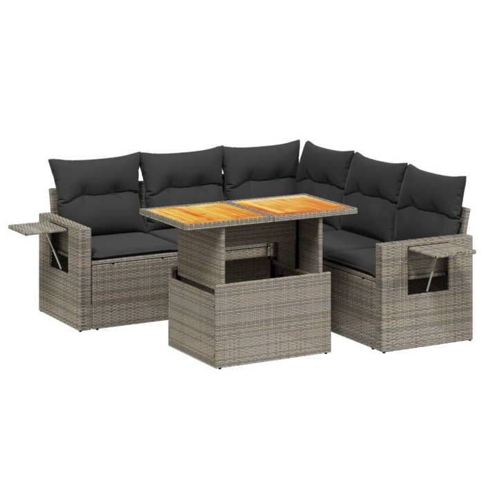 VidaXL Garden Lounge Set with Cushions 6 Pcs, Patio Sofas, Patio Furniture Set, Outdoor Furniture, Grey 3271753