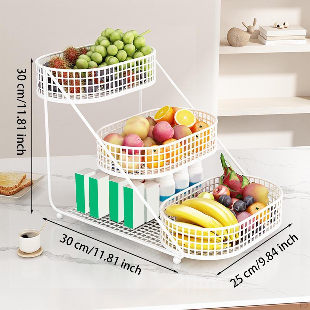 3 Tier Countertop Fruit Basket Fruits Stand Holder Vegetables Storage Rack for Kitchen