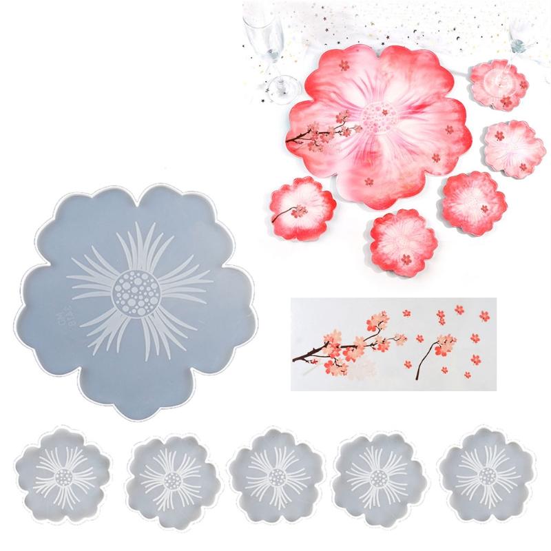 Flower Shape Coaster Mold with Sunlight Edges Fruit Tray Silicone Epoxy Casting Mold for Resin DIY Jewelry Plate Trinket
