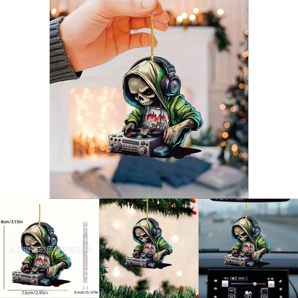 Adorable 2d Acrylic Skull Car Hanging Decoration For Backpack Keychain Gifts And