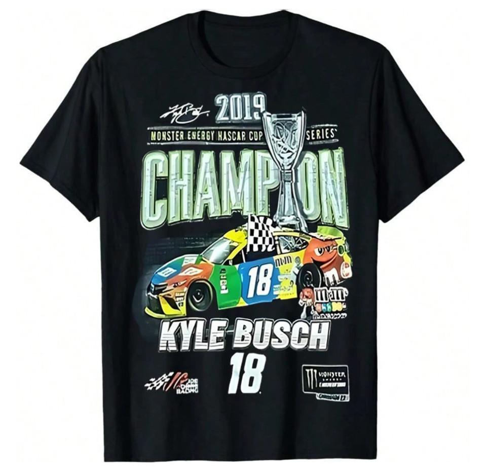 Vintage Kyle Busch #18 M&Ms Nascar Champion Graphic T-Shirt Bootleg S разноцветный