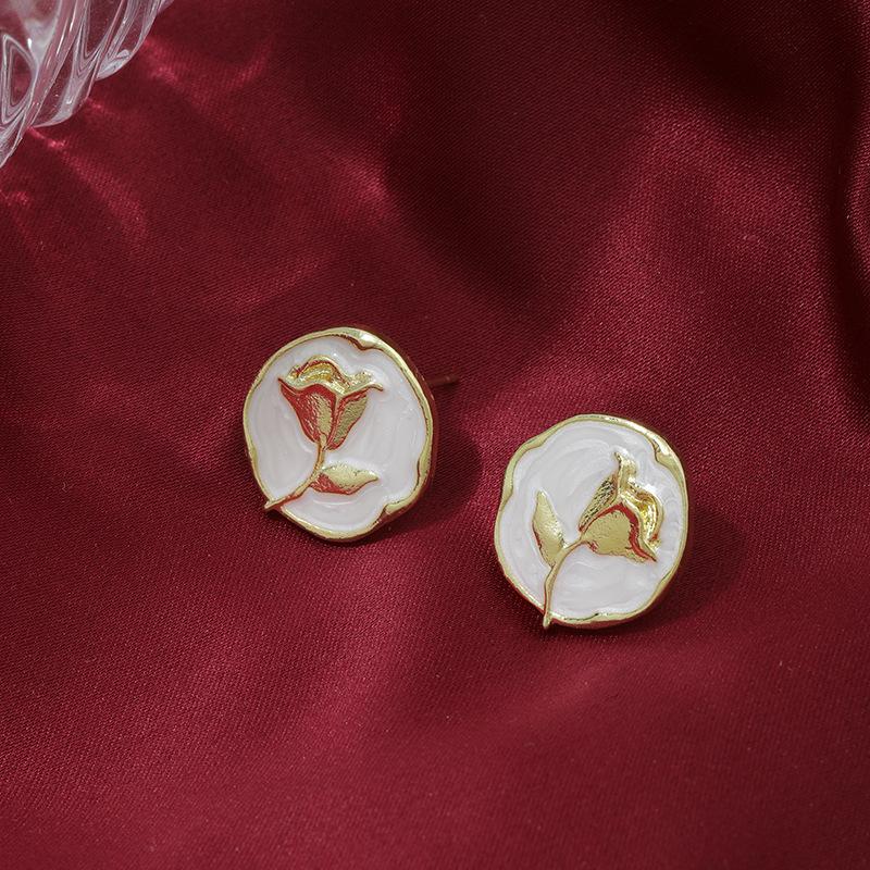 Rose Flower Earrings Tide Niche Earrings Celebrity Jewelry