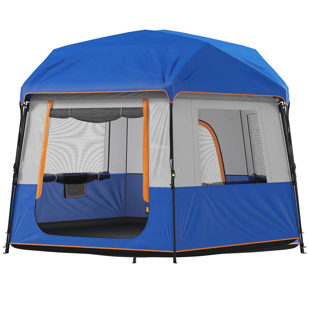 Cabin Tent Easy Setup 3000mm Waterproof Camping Tent 4 Person with Carrying Bag Blue