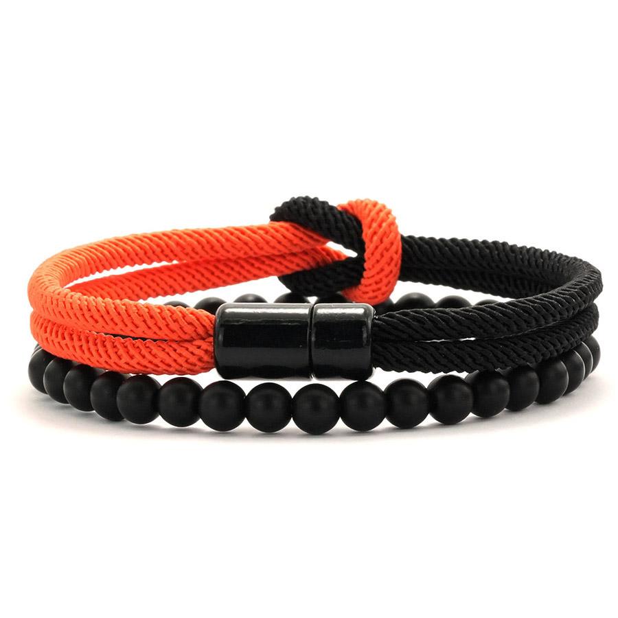 2Pcs Classic Contrasting Color Bracelet Set For Men Grade A 4mm Cord Chain Braslet Ukrainian Flag Element Wrap Braclet Pulseria