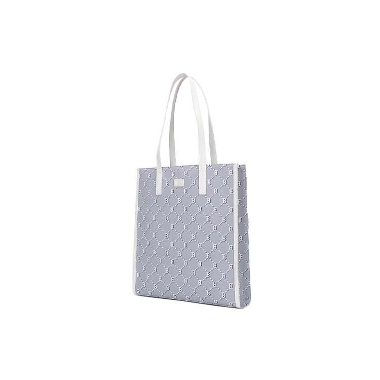 New MLB Monogram Collection Polyester Combo Bag, Tote Bag, Shopping Bag, Shoulder Bag, Handbag Regular Unisex Gray White 3AORM012N-43GRS