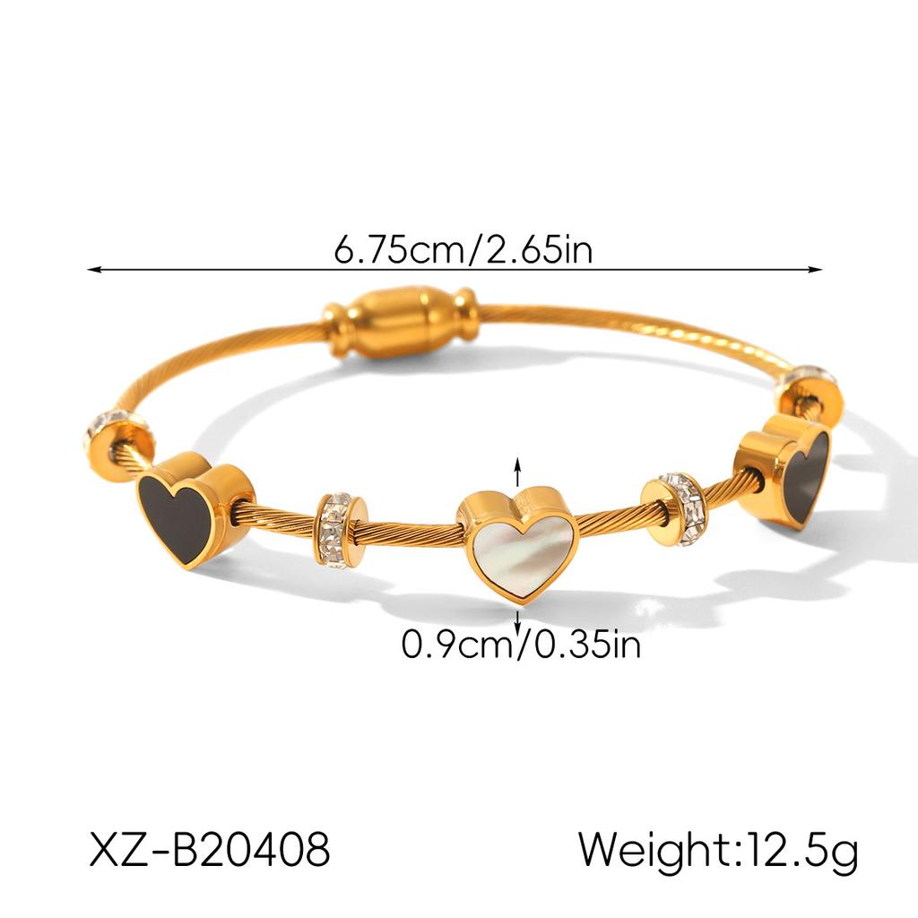 Evil Eye Bracelet for Women, Stainless Steel Gold-Plated Rhinestone Enamel Women's Charm Bracelet, Waterproof Jewelry