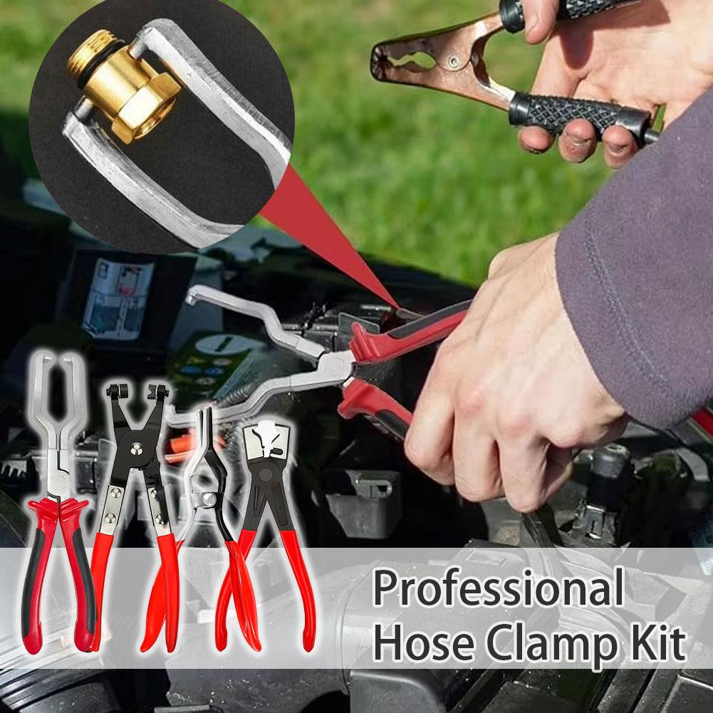 Kit Fascette per Tubi 4pz/Set, Sgancio Linea Carburante, Pinze Sgancio Elettrico per Veicoli, Set di Attrezzi Pinze Rimuovi Tubi
