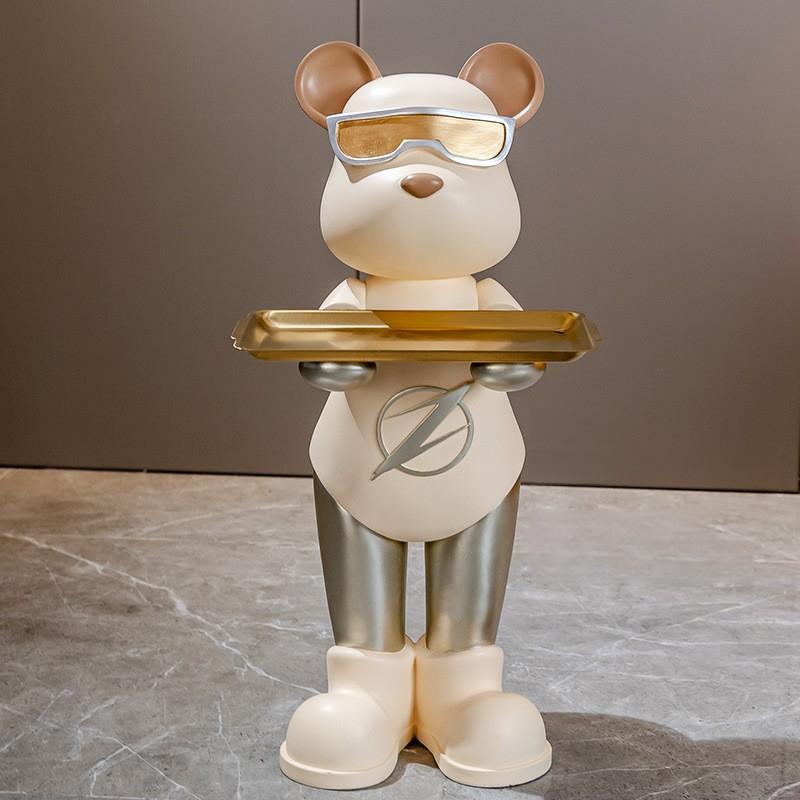 Cartoon Bear Figurines Living Room Tray Ornament Luxury Multifunctional Tissue Box Figurines Modern Home Decoration Ornament