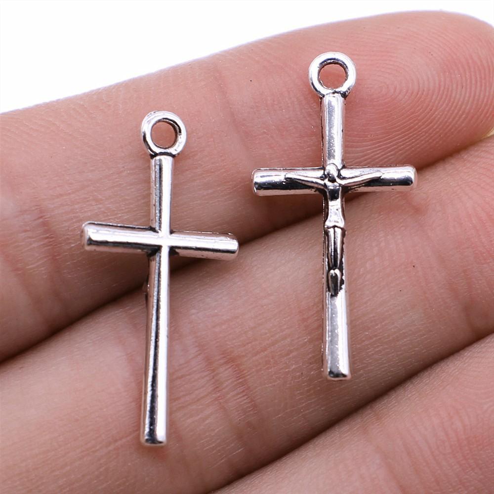 10pcs Charms Cross Antique Bronze Silver Color Pendants DIY Crafts Making Findings