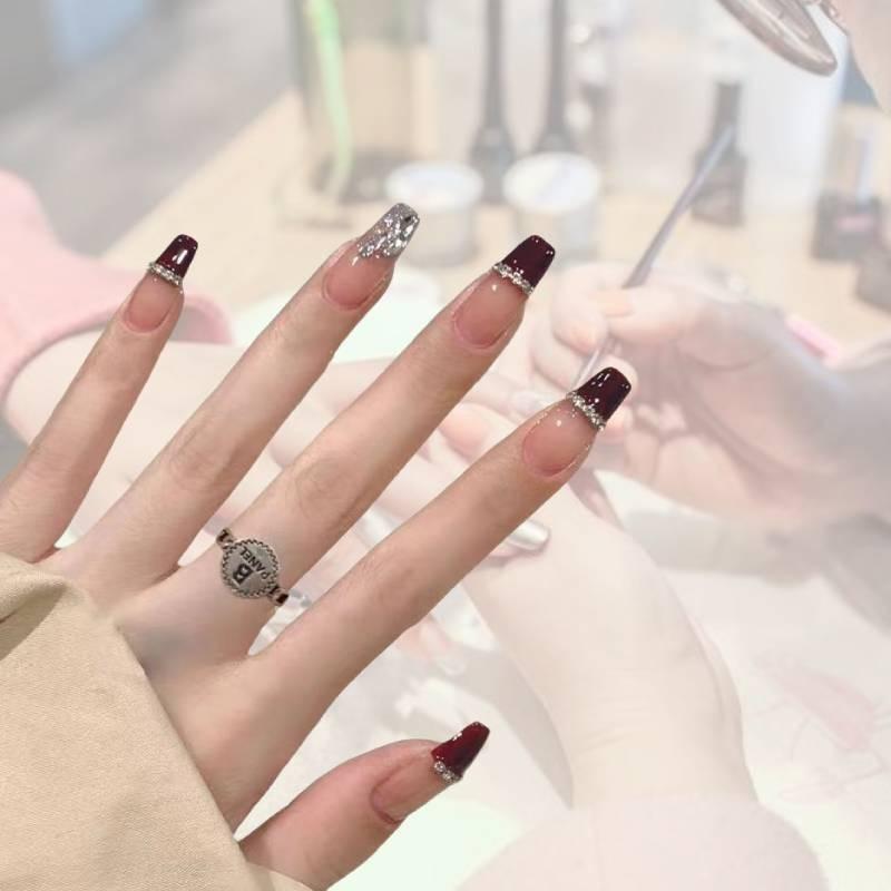 Nail Handcrafted Wearing Cherry Red  Art Highgrade Fashionable Popular Trend