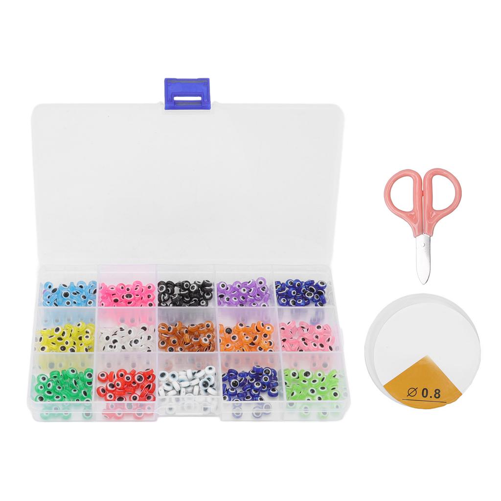 Evil Eye Beads 15 Grids Boxed Resin Material DIY Making Different Colors Beads Craft Accessories for Bracelets