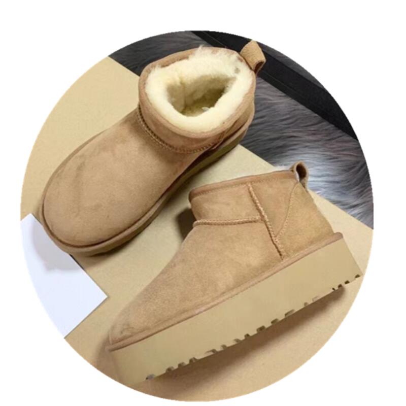 Fashion 2025 New Women Designer Winter Shoes Fur Lady High Heels Platform Snow Ankle Boots Classic Mini Luxury Botas Mujer Zapatos