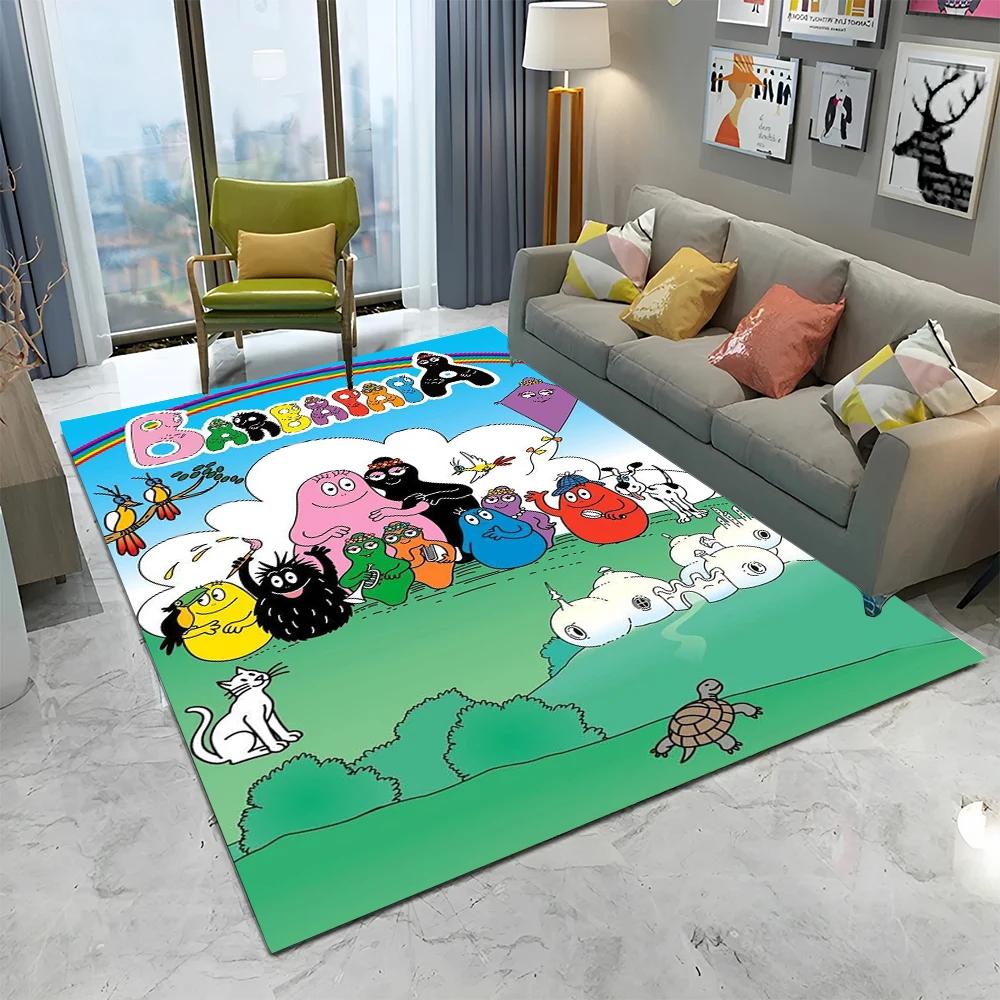 Tappeto Cartoon Anime Famiglia Barbapapa per Casa Soggiorno Camera da Letto Divano Zerbino Decorazione, Tappeto per Area Bambini Tappetino Antiscivolo