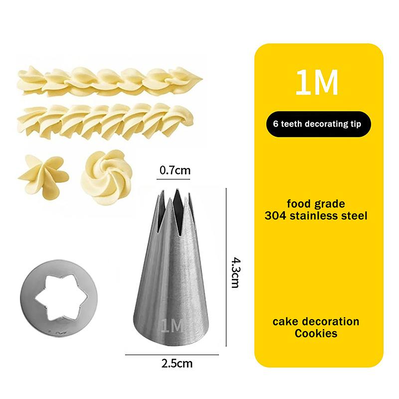 1M/2A/2F/6B Spritstans för tårta DIY Glasyr Spritsmunstycken Bakverkstips Fondant Tårtdekorationsspets Munstycke i rostfritt stål Bakverktyg
