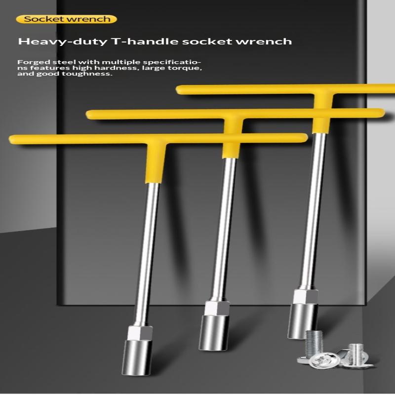 T-Type Socket Wrench Set, T-Shaped Extended Hex Wrench, Rubber-Coated Car And Motorcycle Tire Repair Tools