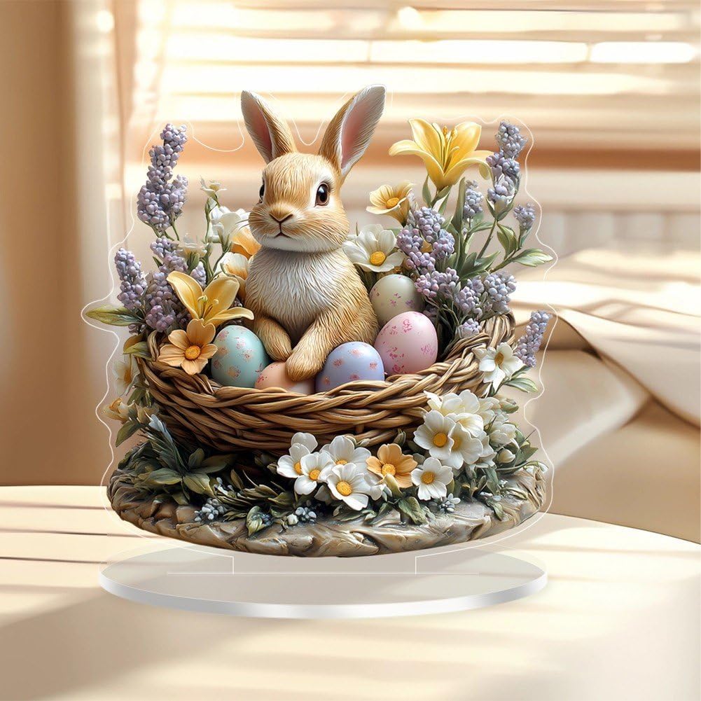 2D acrylic rabbit ornaments Easter desktop decoration color (suitable for desk, fireplace, shelf)