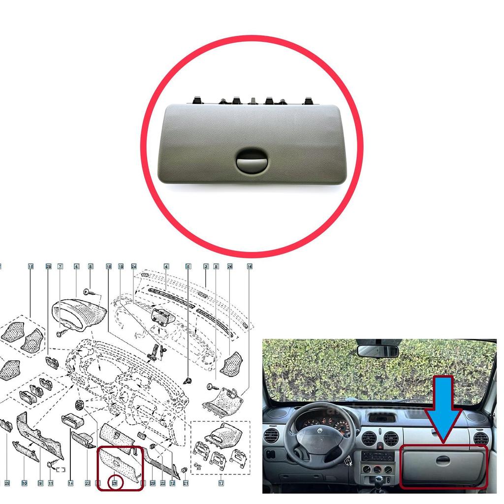 EDP1446 LHD Hanskeromsdør Nedre deksel for Renault Kangoo Nissan Kubistar MK1 X76 FC KC 1997-2009 8200181005