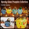 Handcrafted Glass Pumpkin Figurine Decorative Blown Glass Ornament for Halloween Autumn Home Table Centerpiece Festival Display