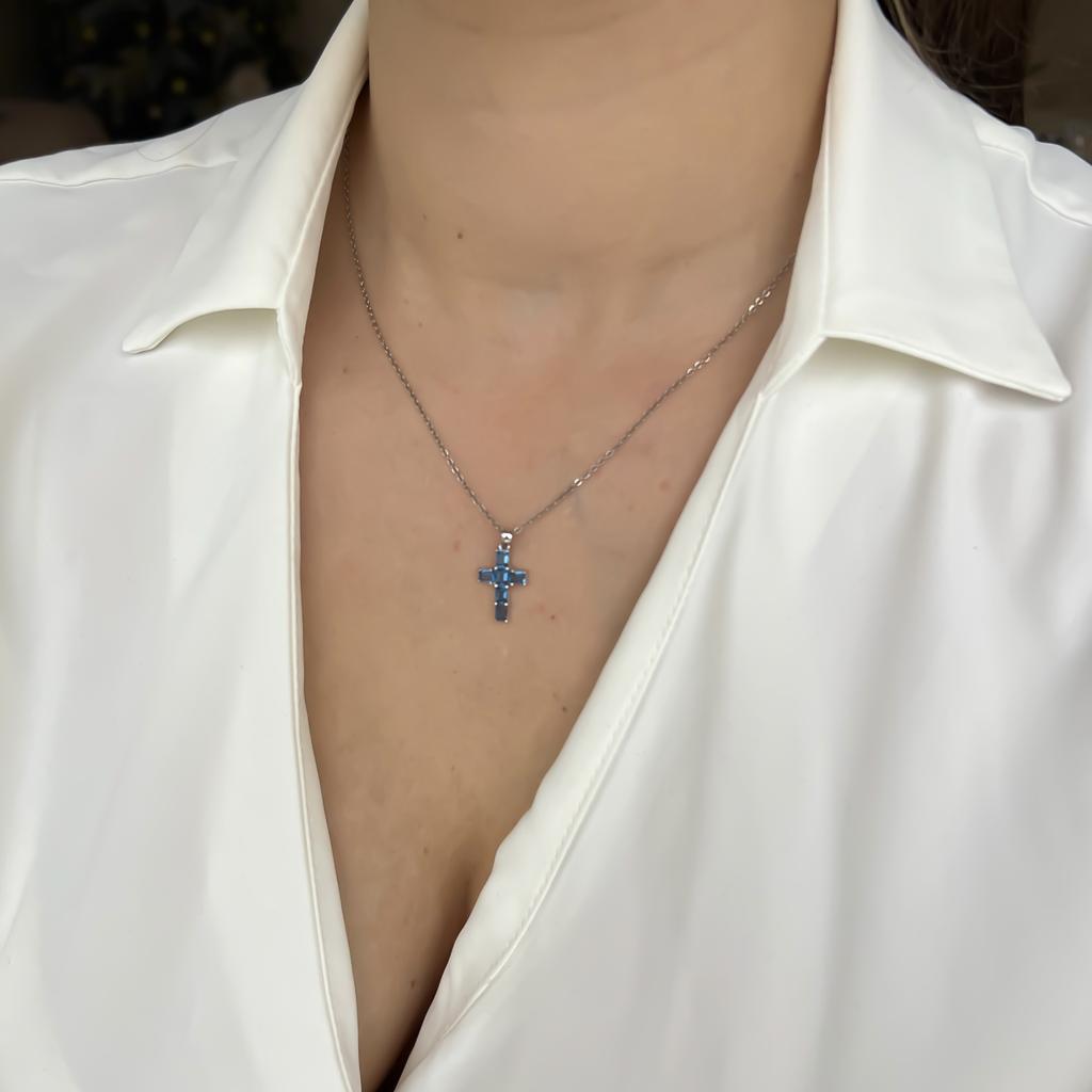 Silver Cross with Tanzanite Nano 1.255ct (2151708)