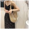 Large Capacity Floral Knitted Beach Tote - Stylish Woven Shoulder Bag for Women