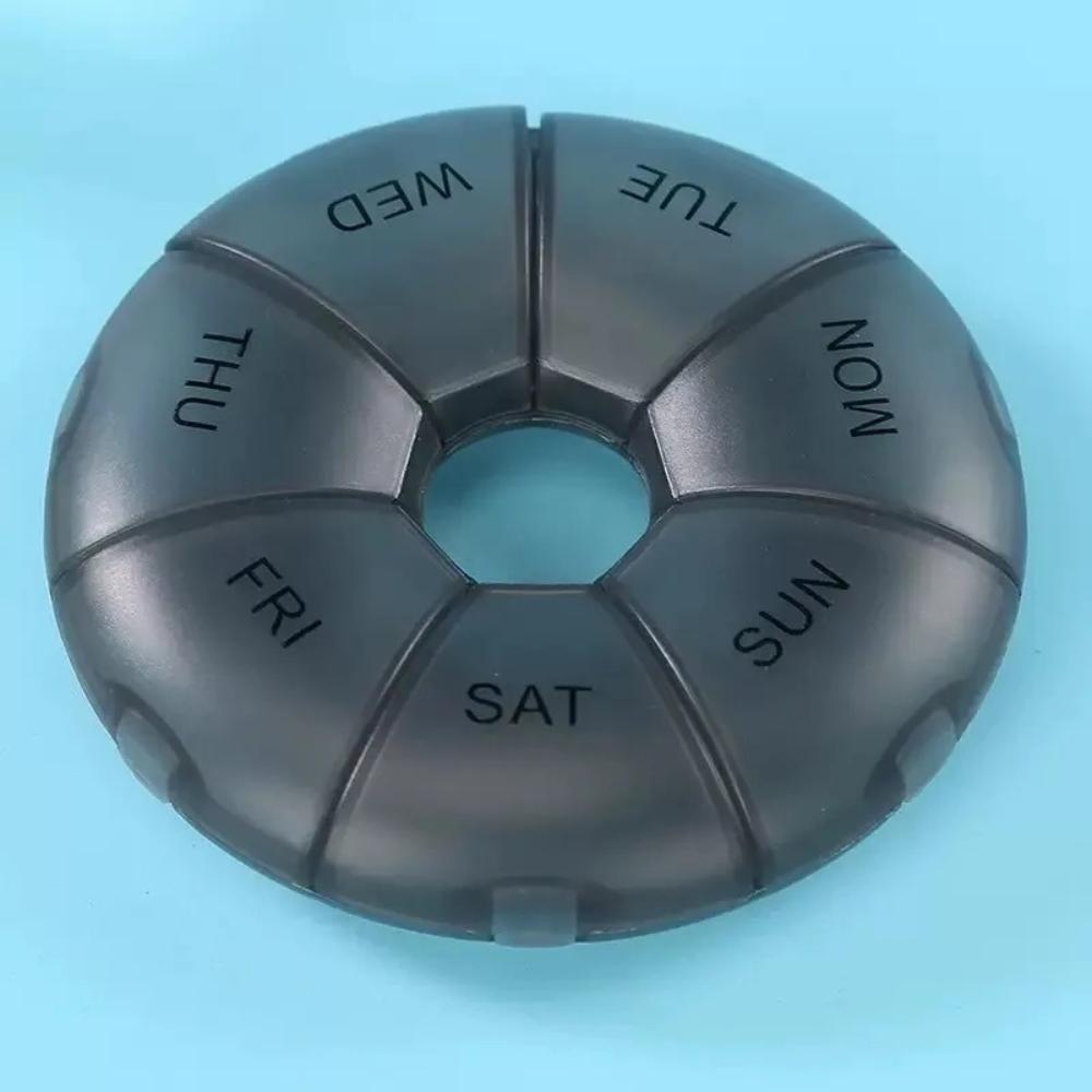 New Hot Premuim Small 7-Day Round Portable Pill Box Travel Medicine Organizer Secure Seal for Vitamins Supplements Fish Oils