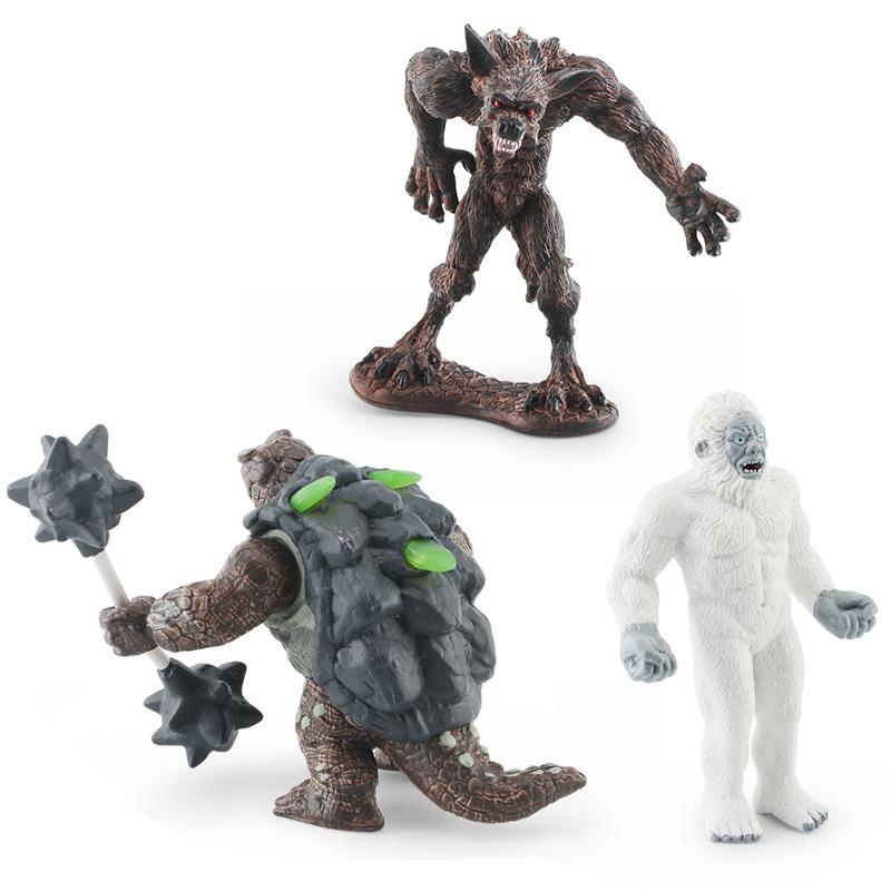 Simulation Mythical Monster Snow Wolf Man Battle Turtle Western Battle Monster Model Desktop Decoration Static Ornament